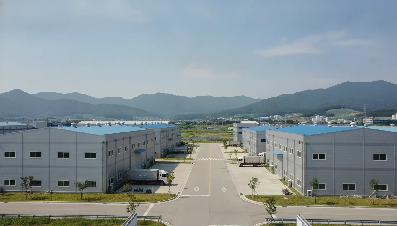경북 지역의 한 일반산업단지에 부품 제조 공장들이 들어서 있다. · AI 생성 이미지